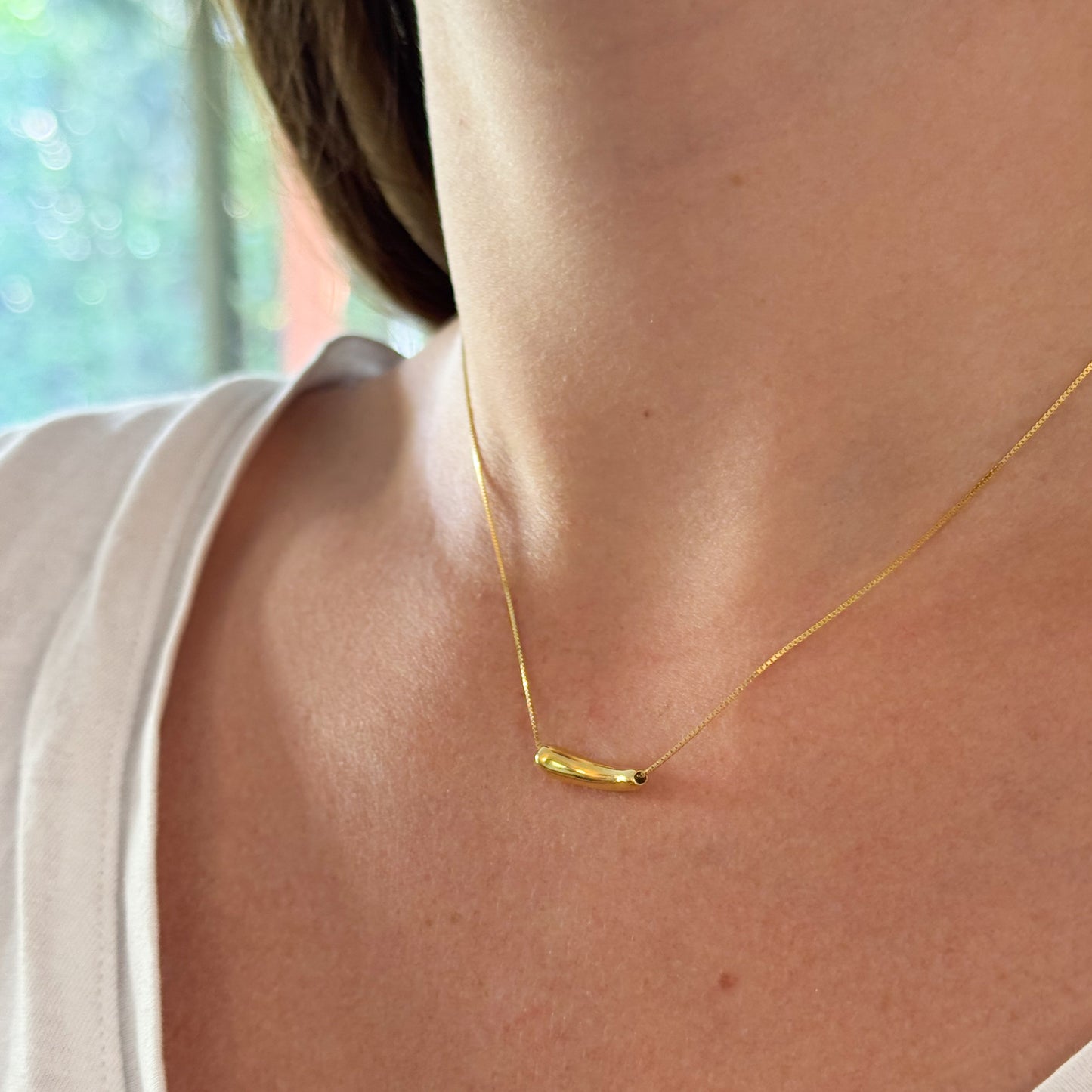 Collar diseño alargado bañado en oro