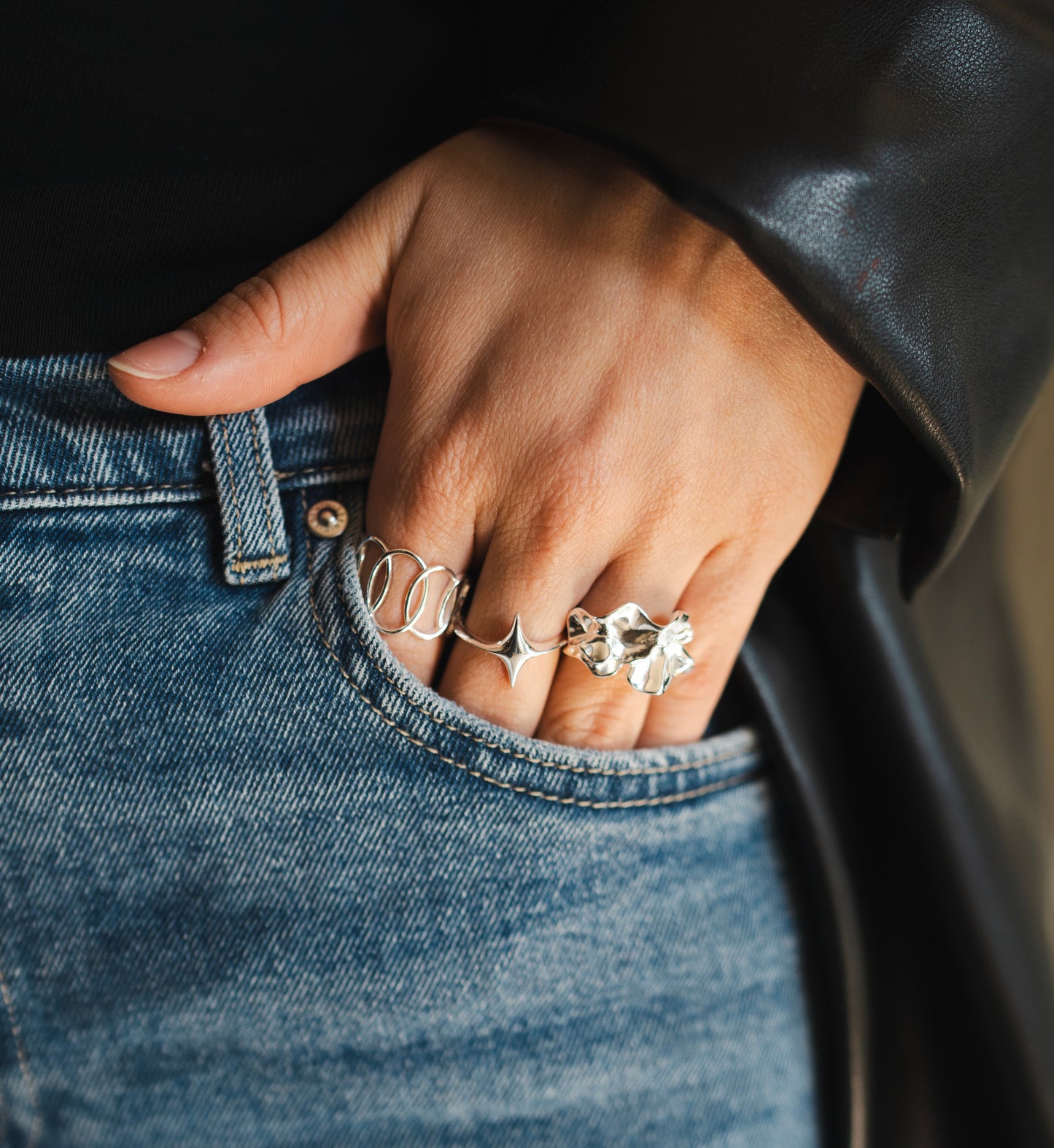Anillo ajustable estrella fugaz