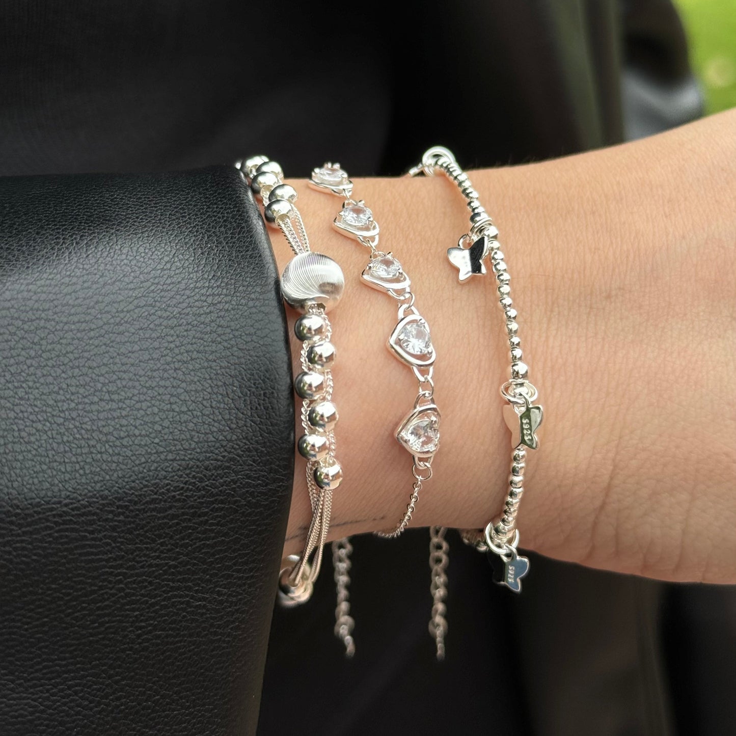 Pulsera corazones y circones
