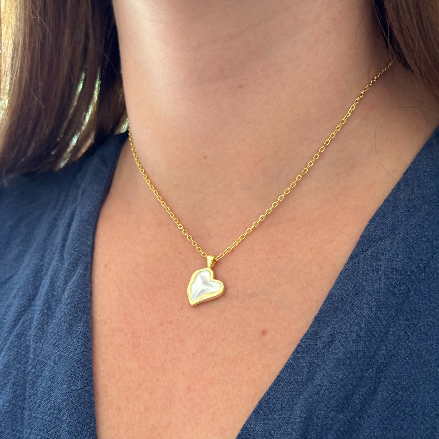 Collar corazón bañado en oro