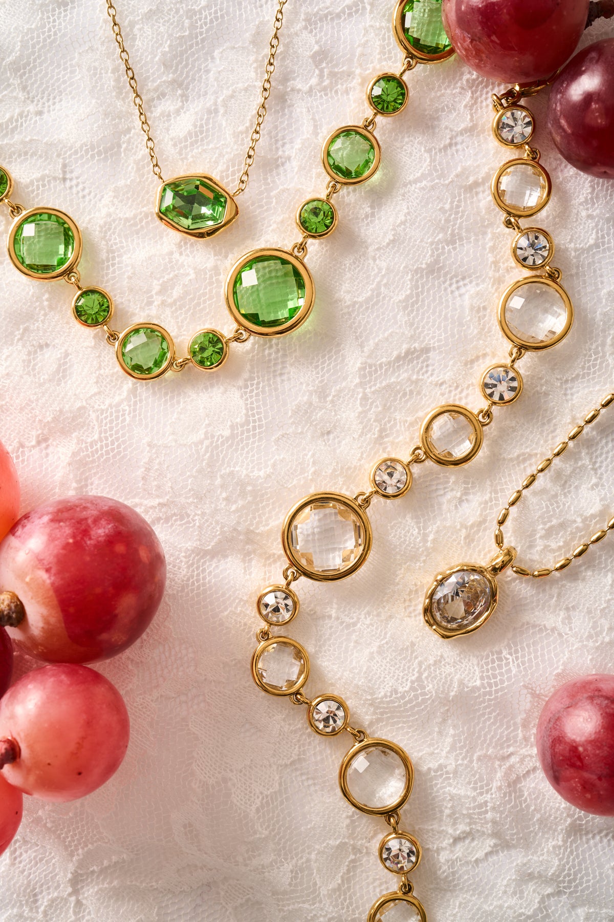 Collar Geo Shine Green bañado en oro