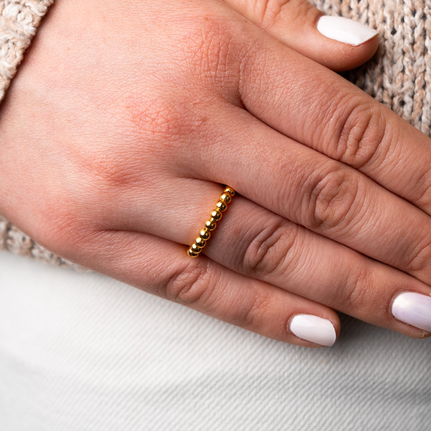 Anillo ajustable antiestrés bañado en oro