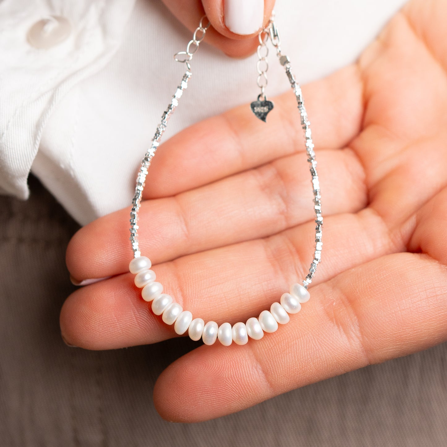 Pulsera de mostacillas y perlas