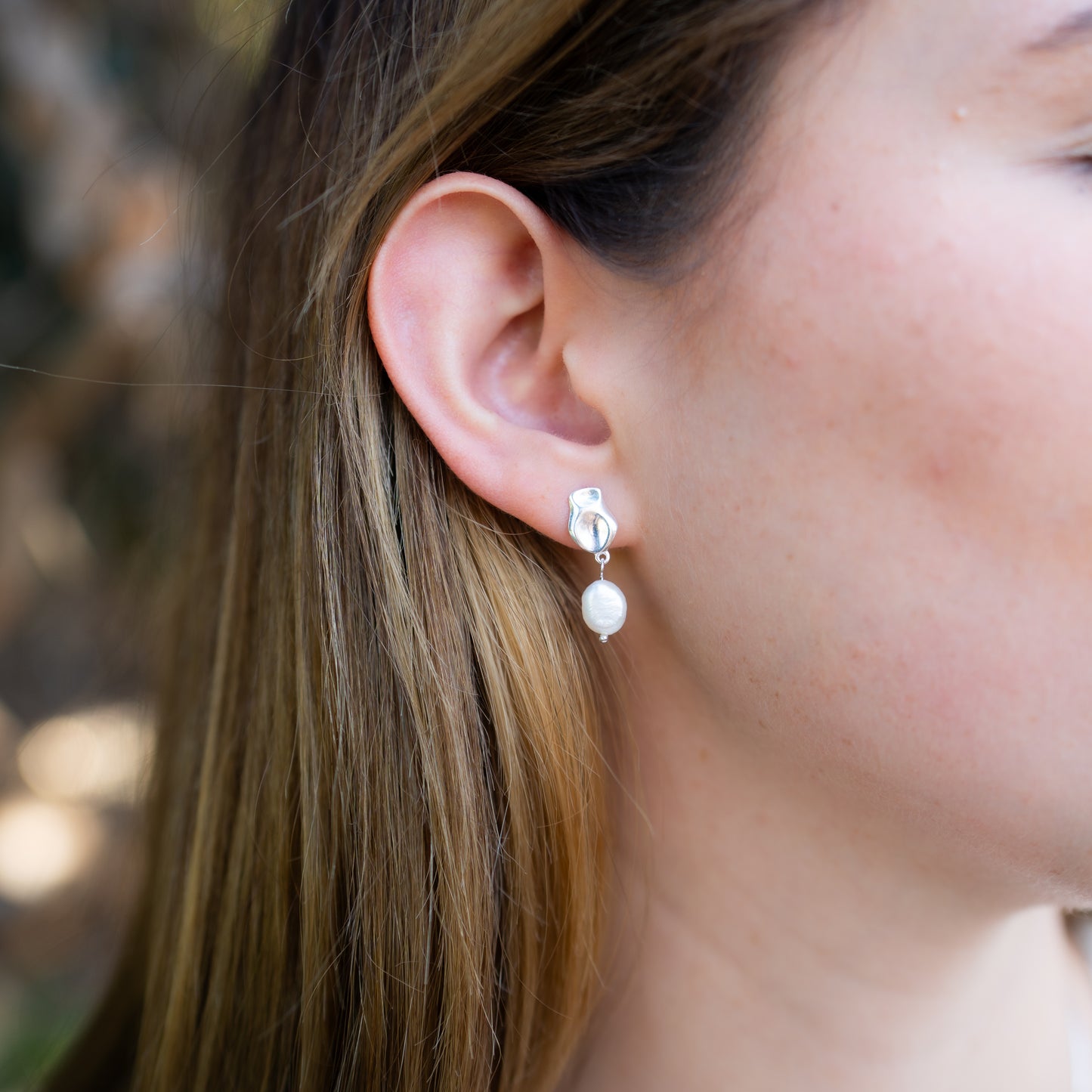 Aros colgantes perlas