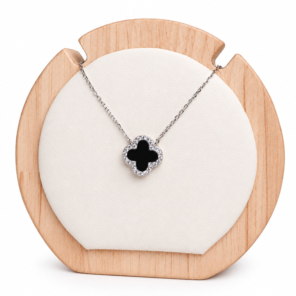 Collar Trebol Noir Shine