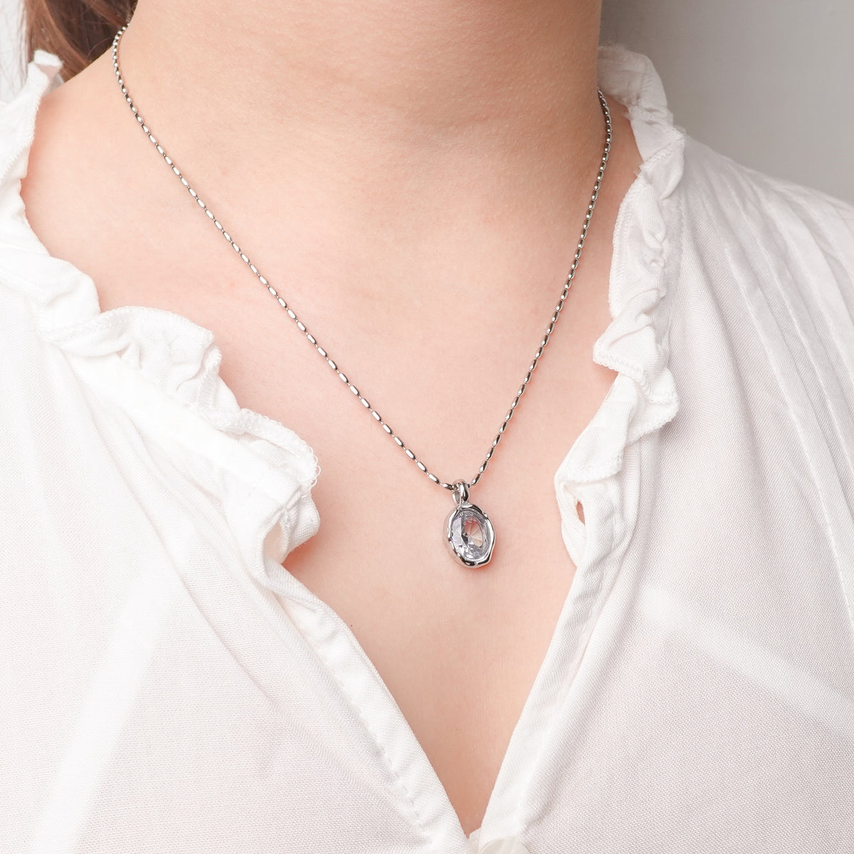 Collar Ovalo Cristal Silver