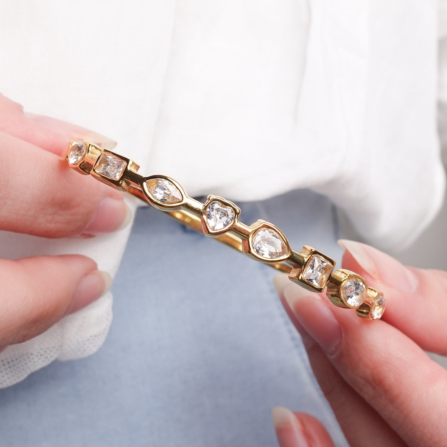 Pulsera esclava Palette Nieve bañado en oro