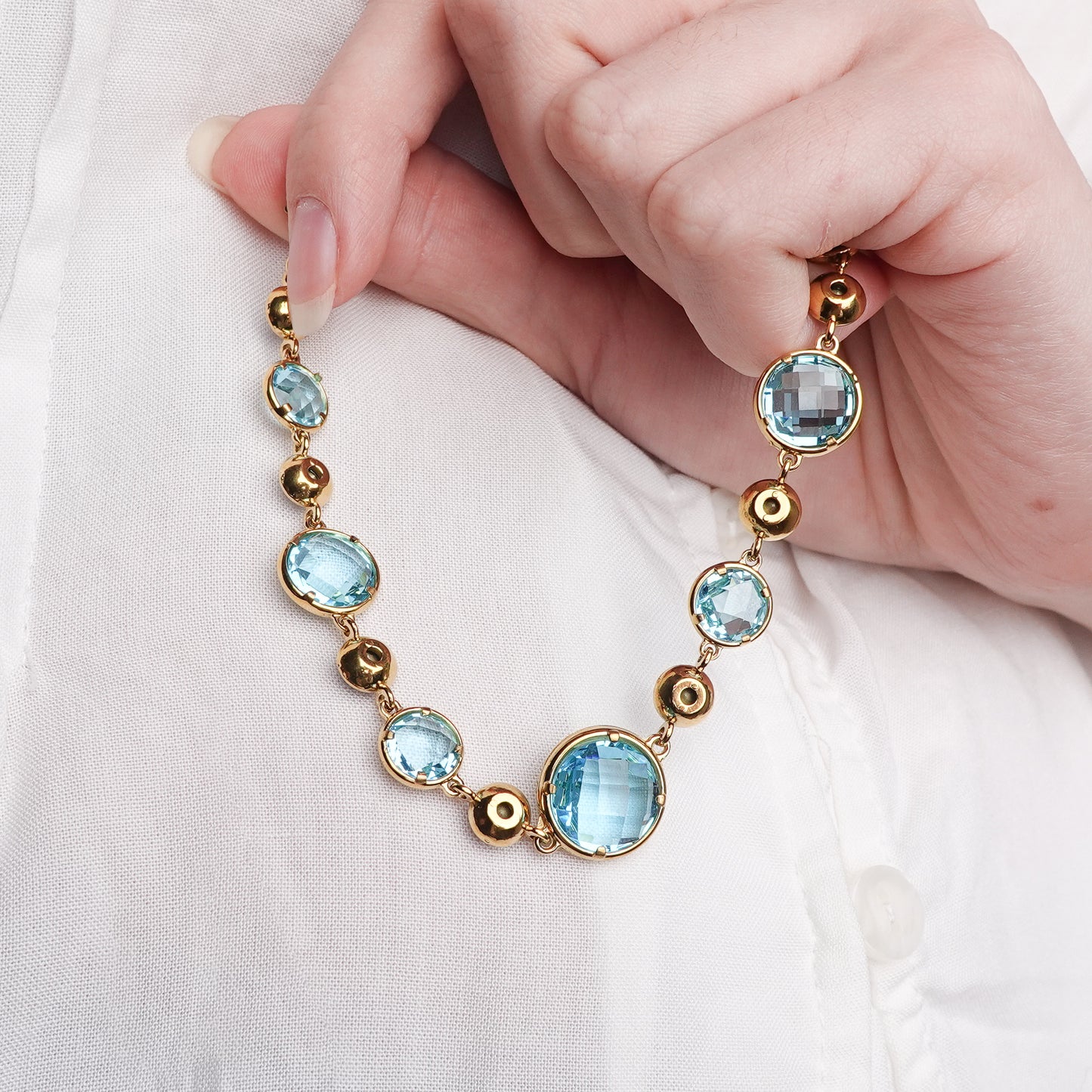 Pulsera Gema Celeste bañado en oro