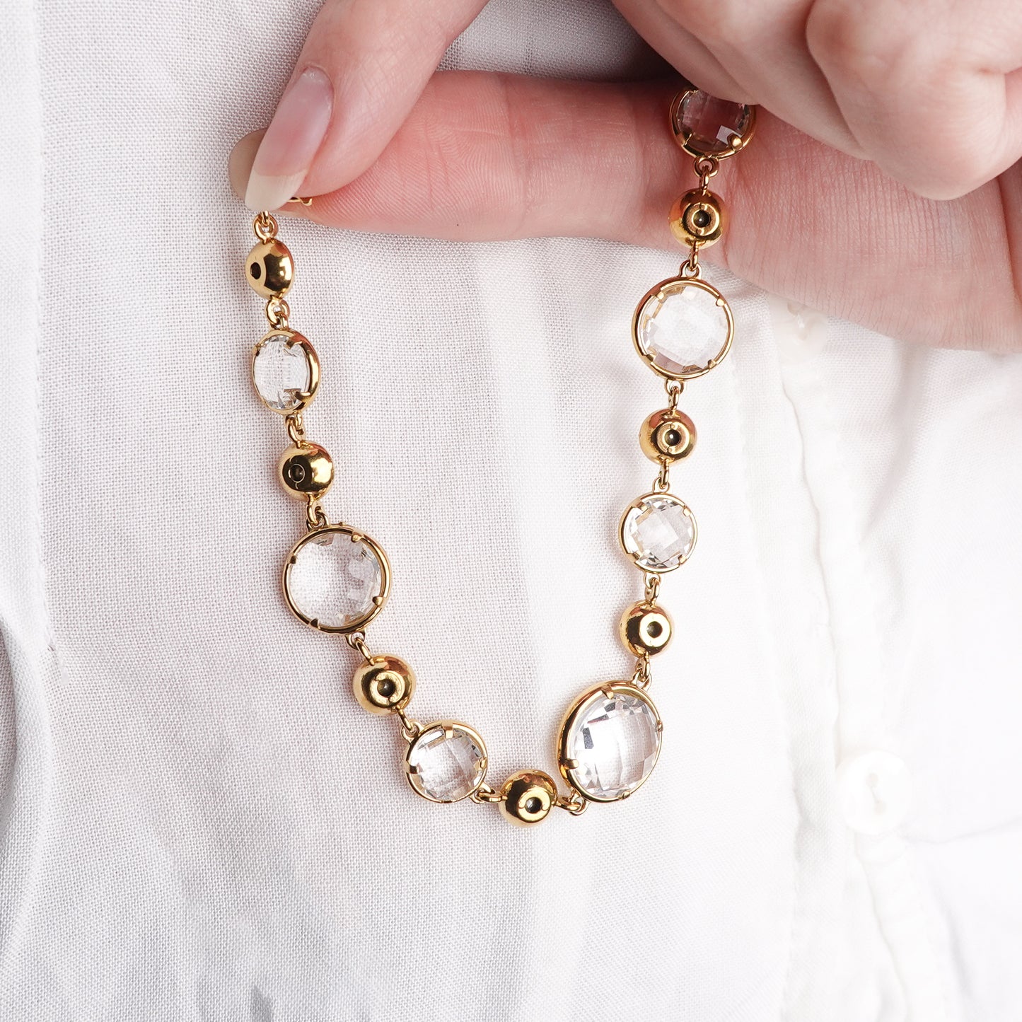 Pulsera Gema Nieve bañado en oro