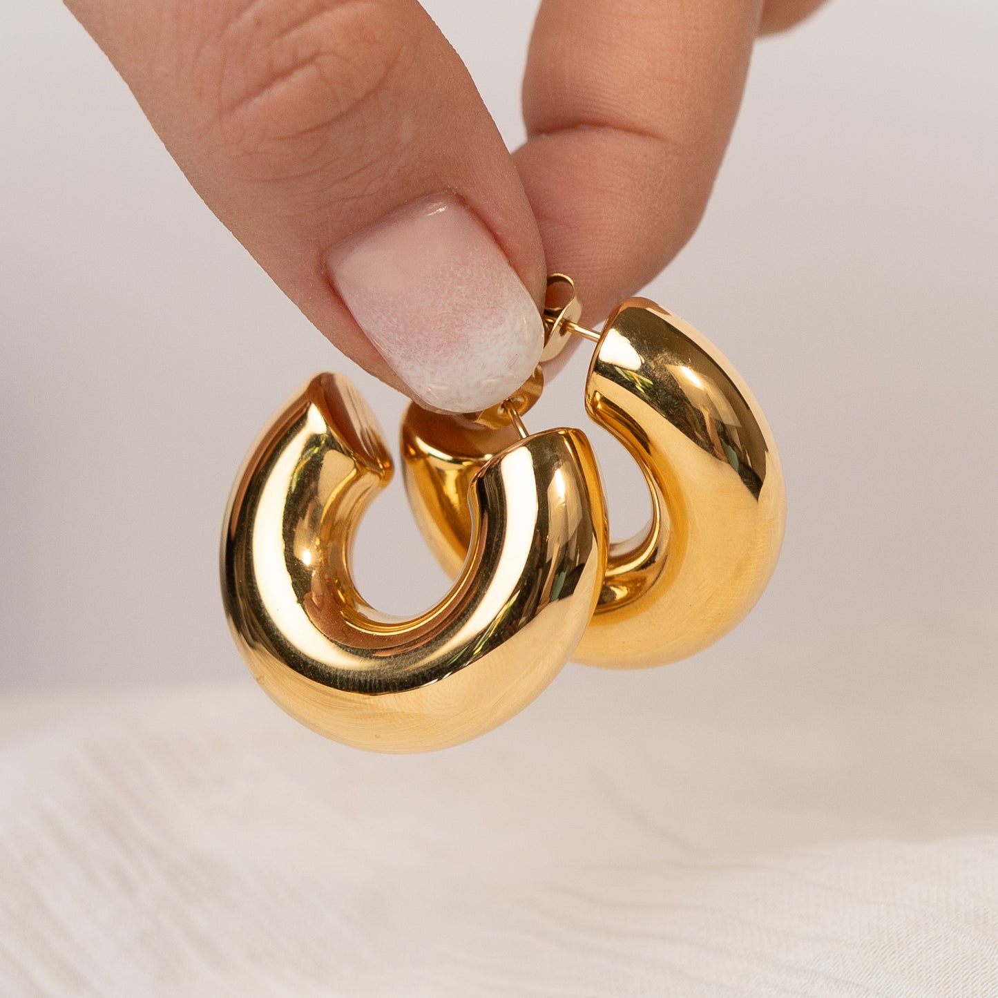 Aros semi argolla inflada bañados en oro