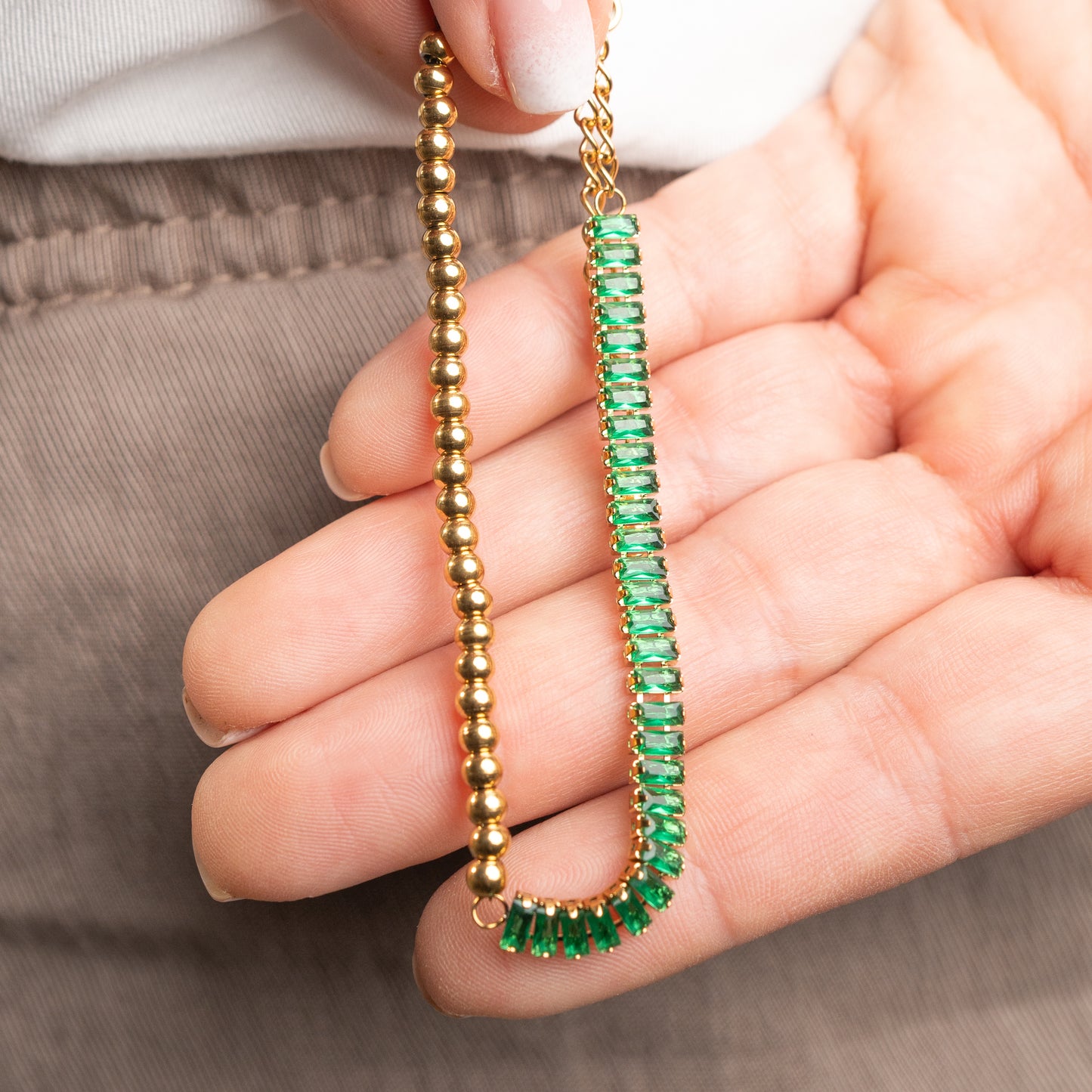 Pulsera ajustable circones bañado en oro