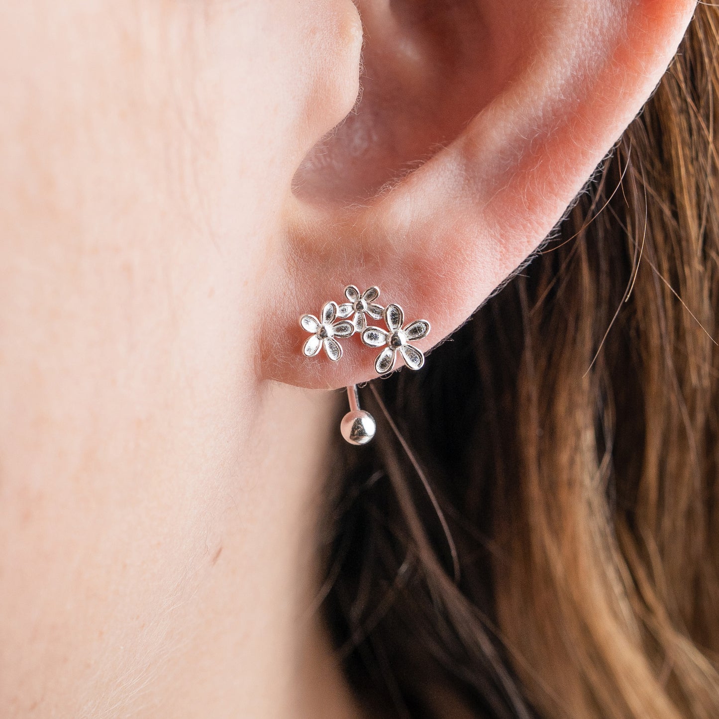 Aros pegados flores cierre pelotita