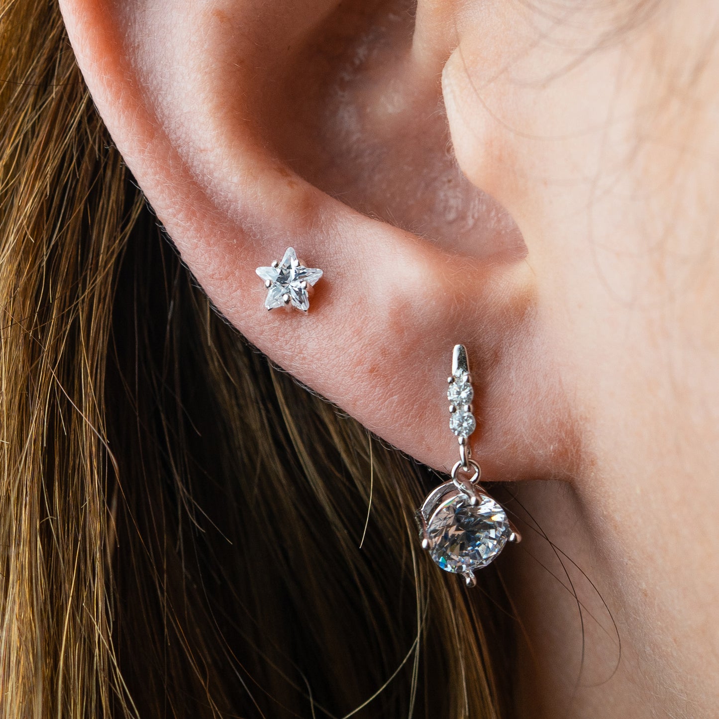 Aros pegados estrella circón