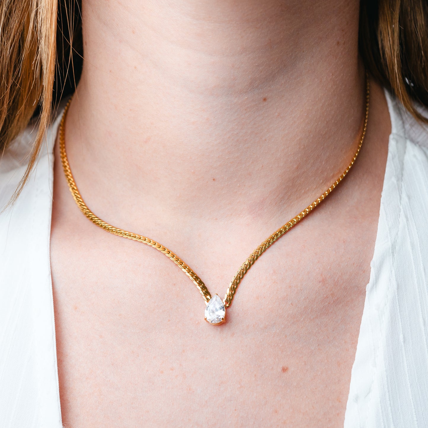 Collar cinta circón bañado en oro