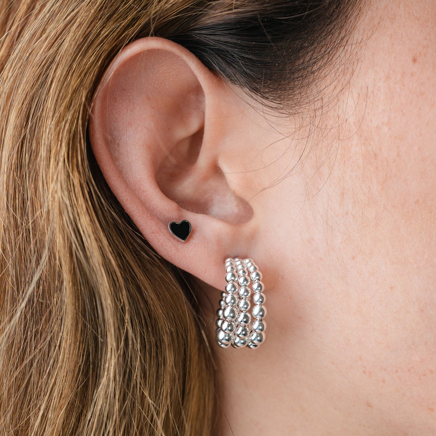 Aros semi argolla cascada de esferas