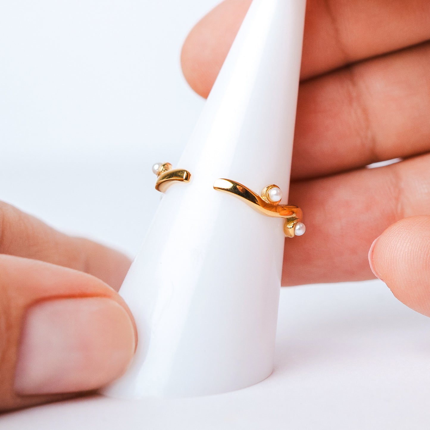 Anillo Perlas Organic Gold