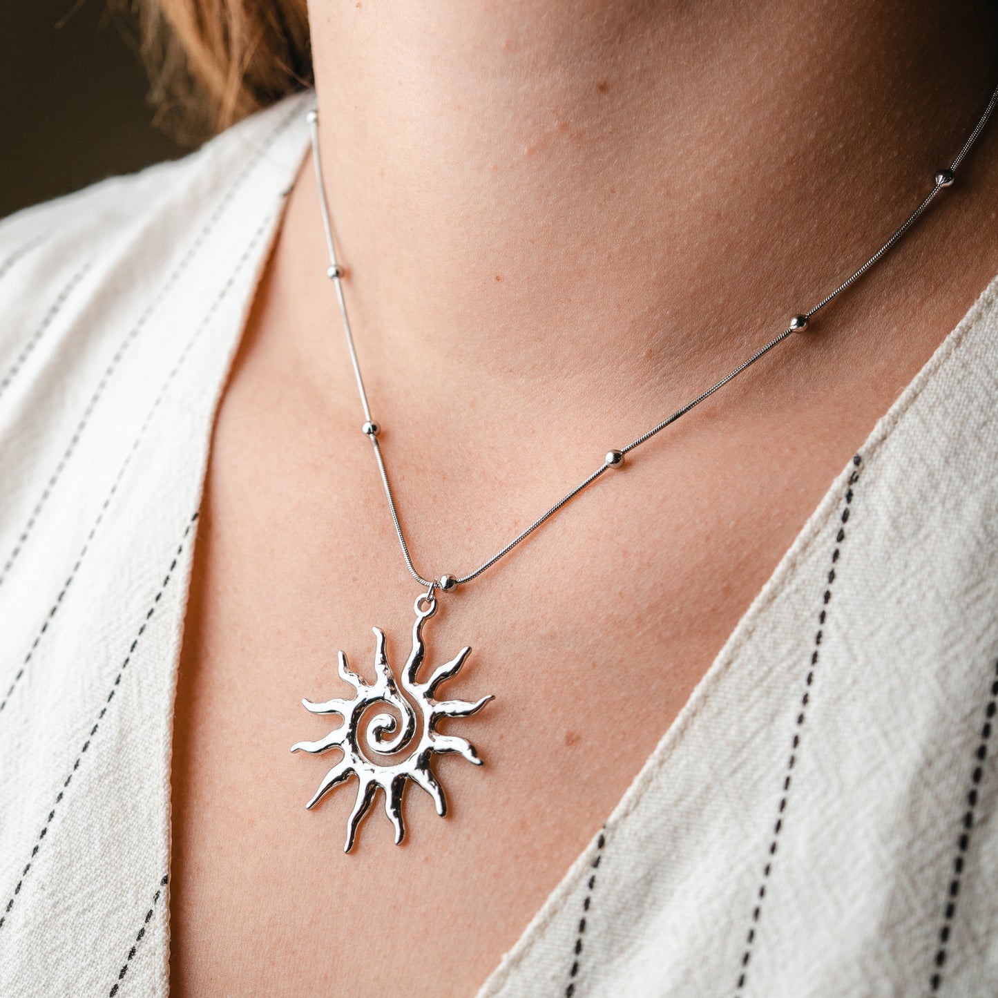 Collar Sol Espiral Silver