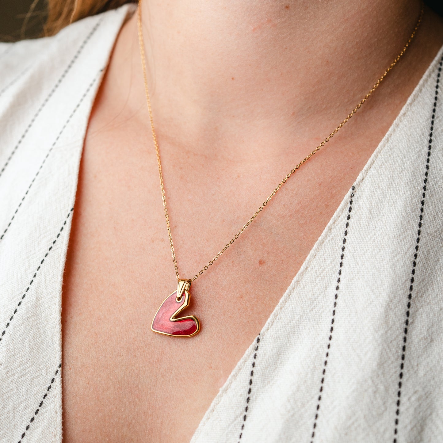 Collar Corazón Esmaltado Rojo