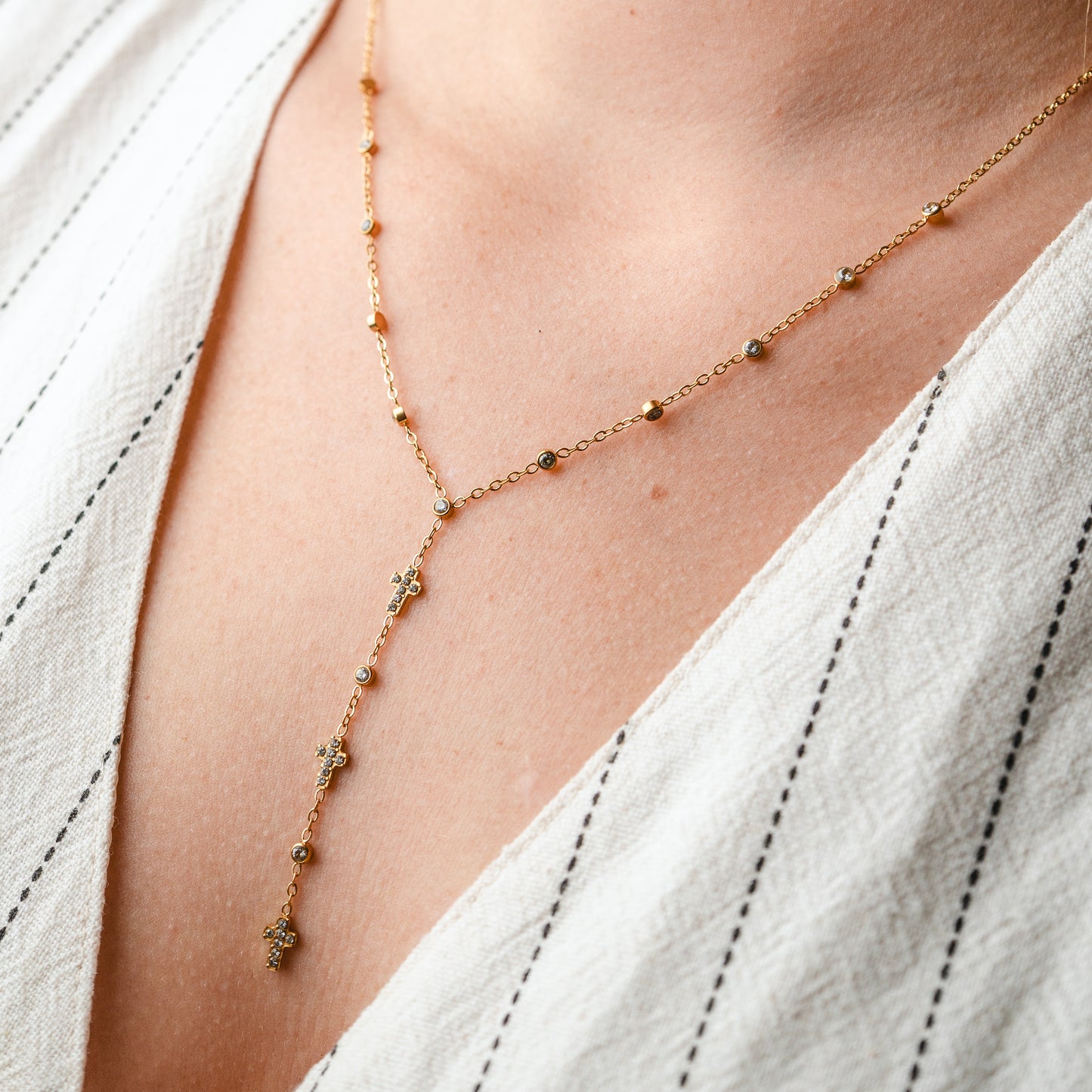 Collar Cruces Mini Shine Gold