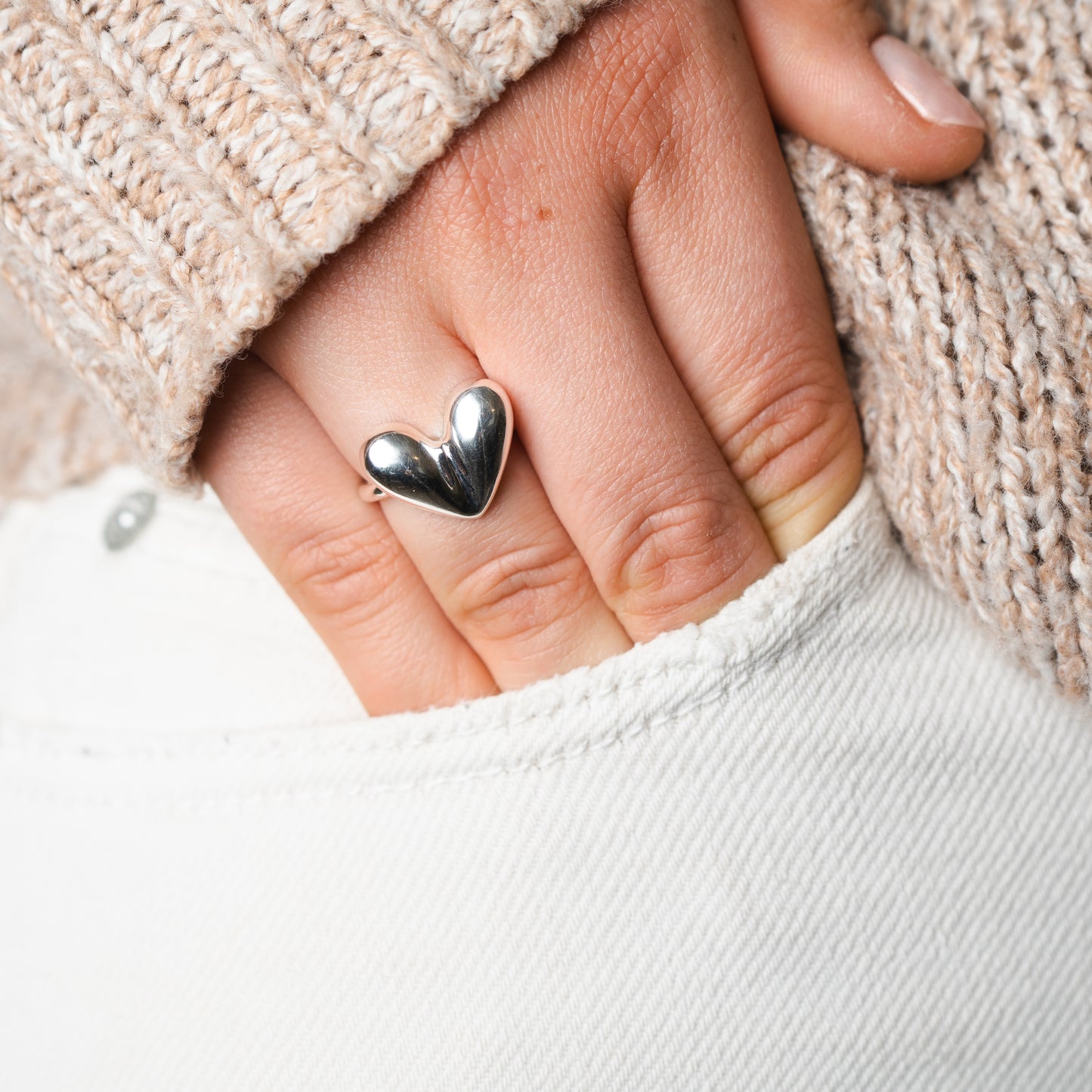 Anillo ajustable corazón inflado