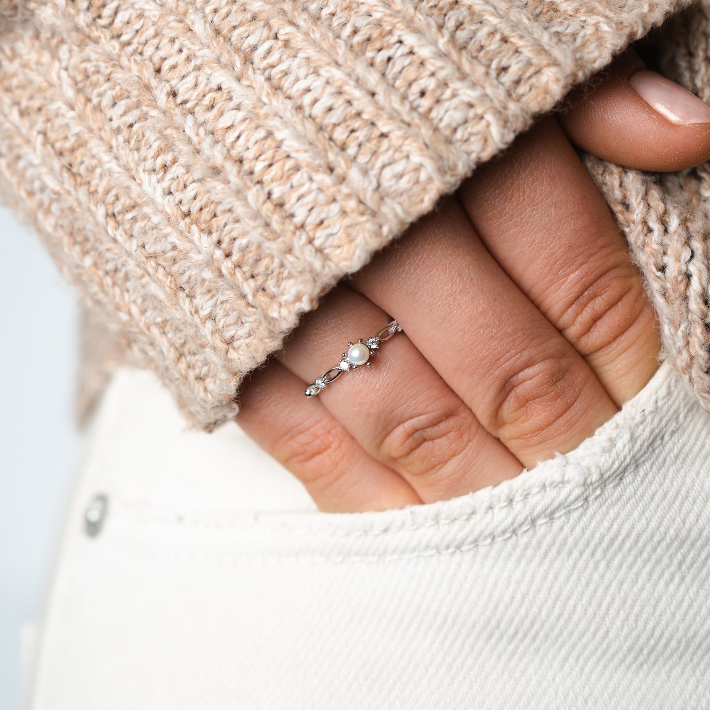 Anillo ajustable perla