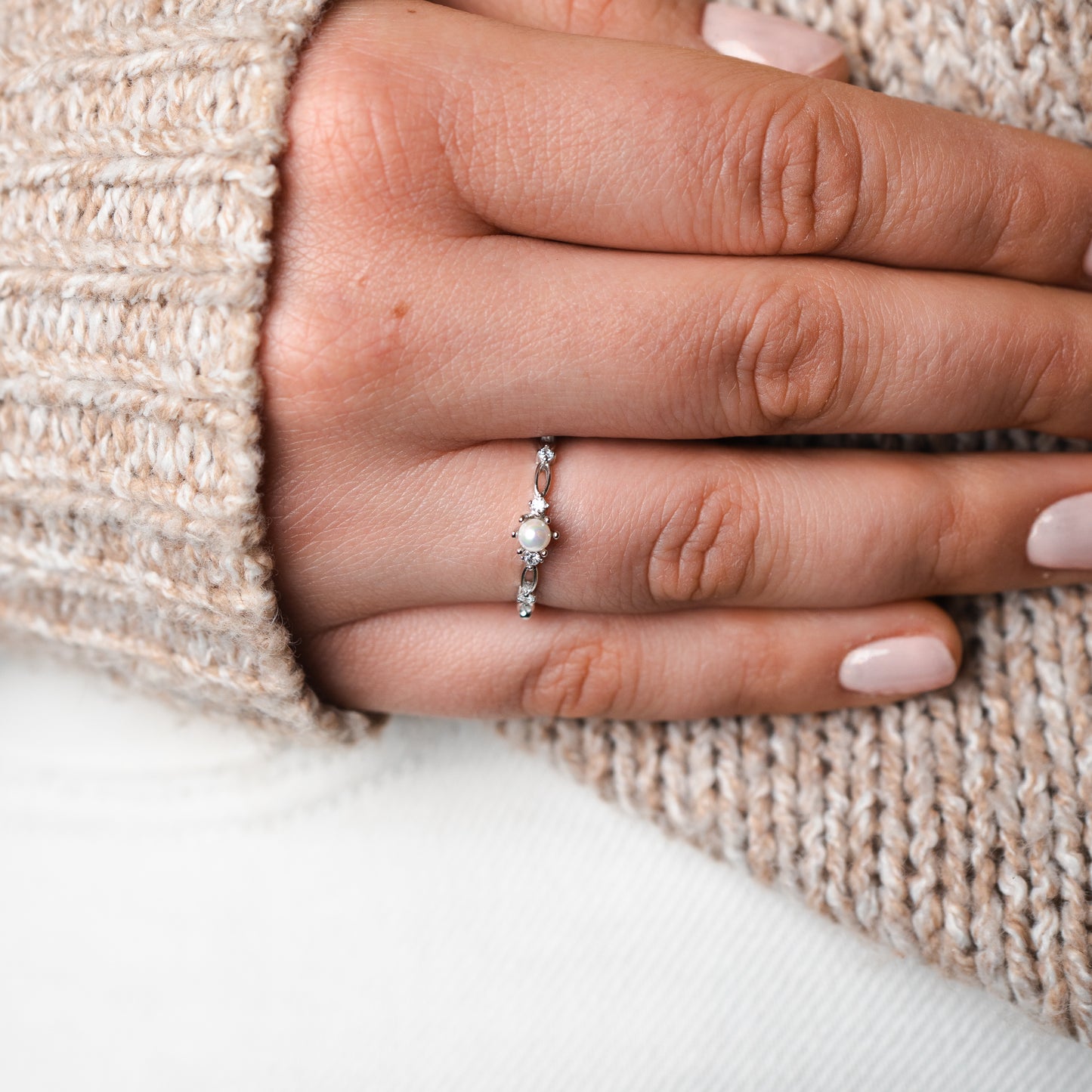 Anillo ajustable perla