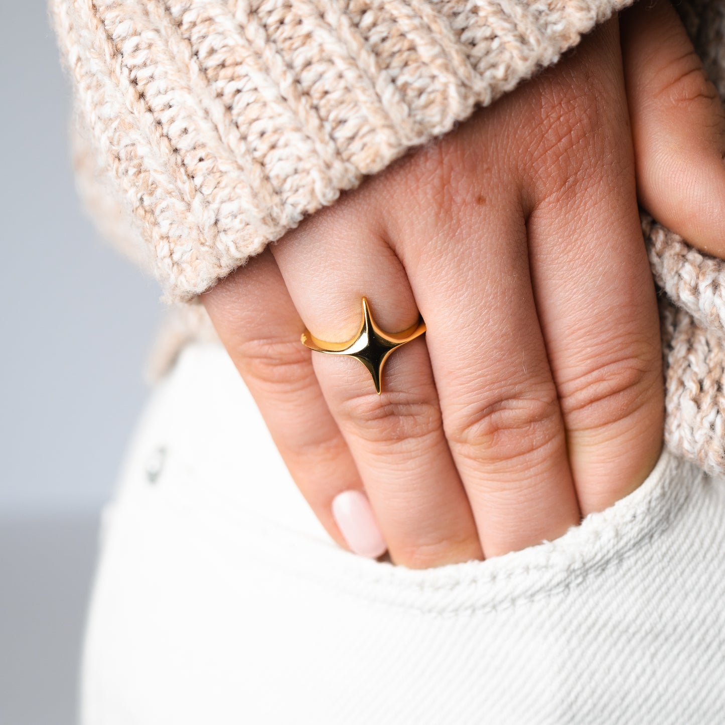 Anillo ajustable estrella fugaz bañado en oro