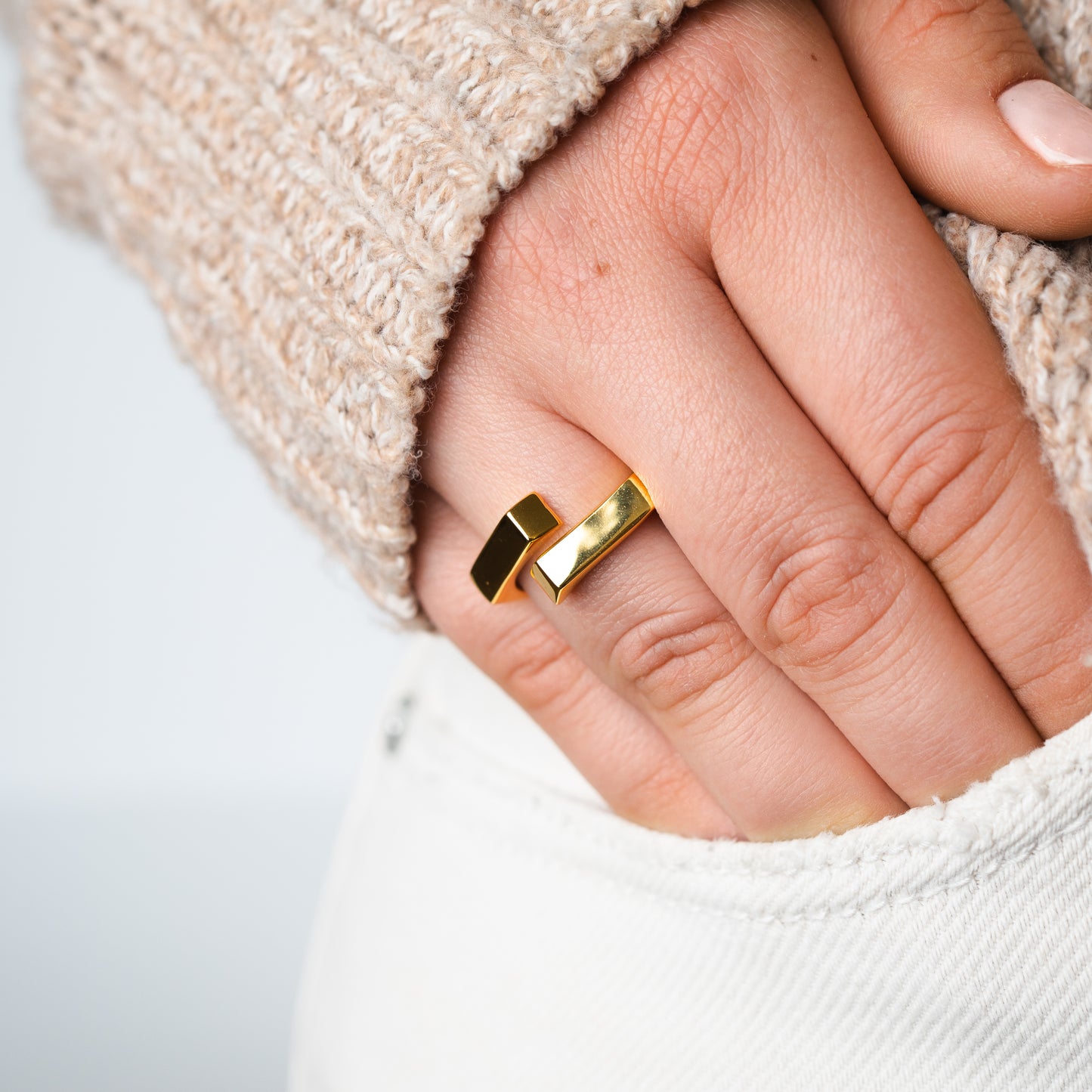 Anillo ajustable diseño bañado en oro