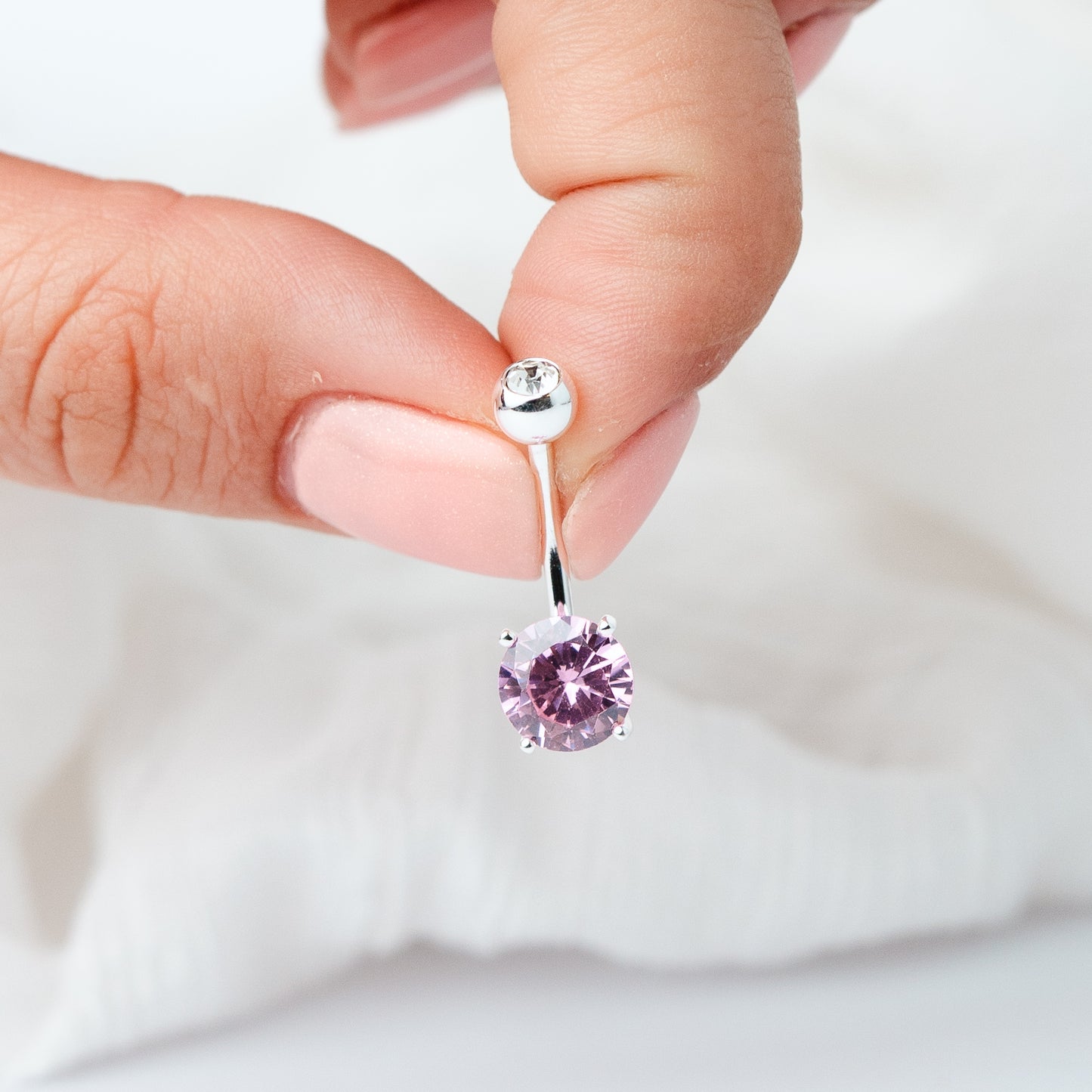 Aro piercing ombligo rosa