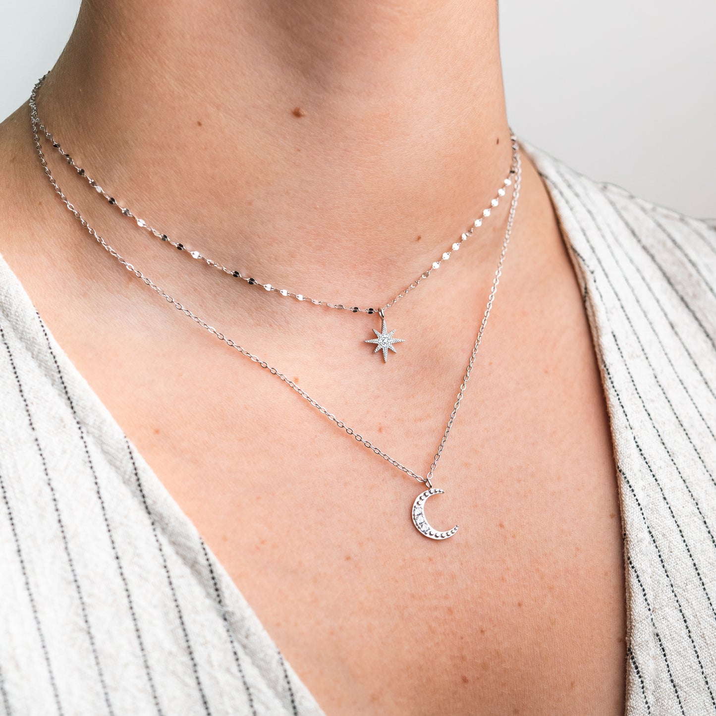 Collar doble media luna y estrella fugaz