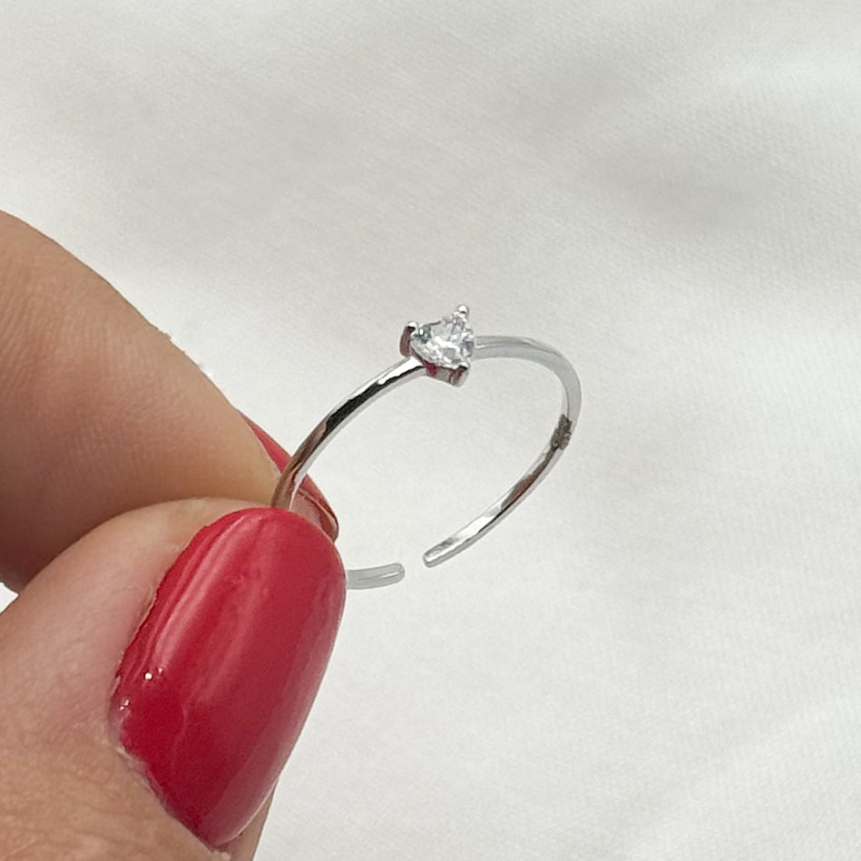 Anillo ajustable corazón circón