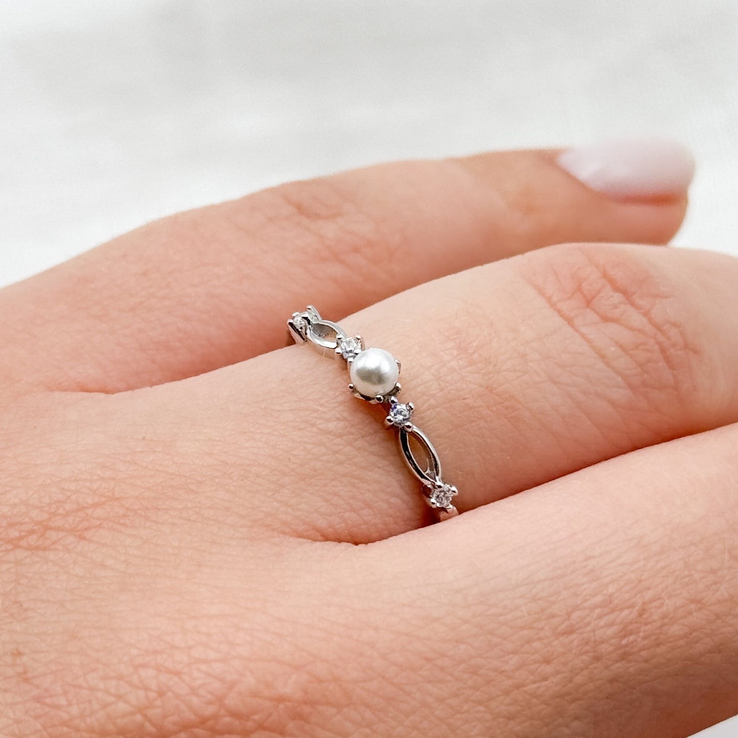 Anillo ajustable perla