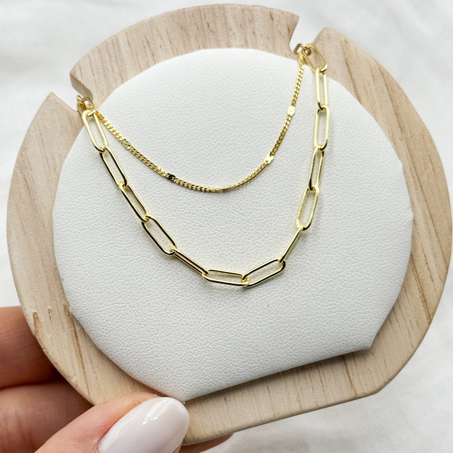 Collar doble cadenas bañado en oro