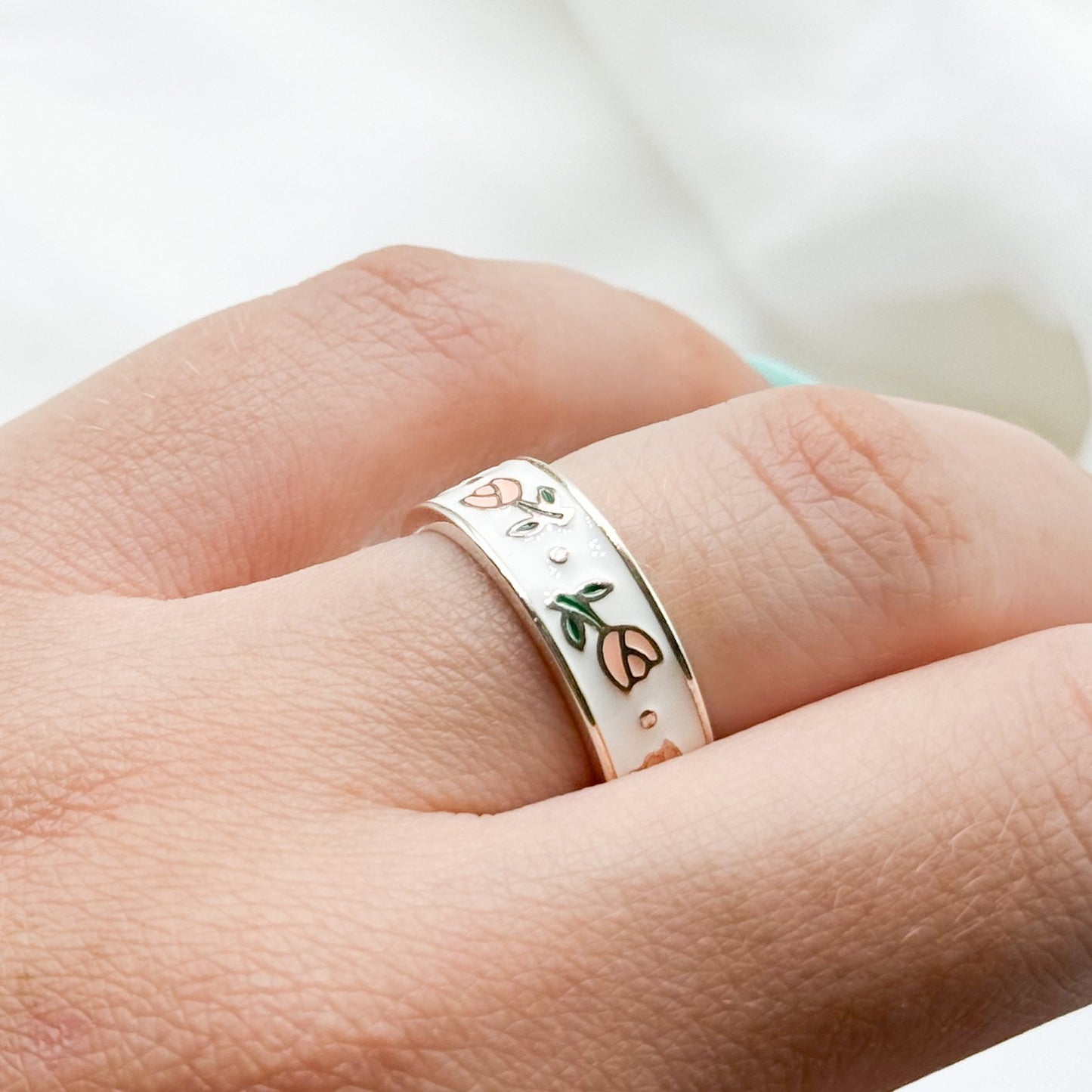 Anillo ajustable tulipanes rosados