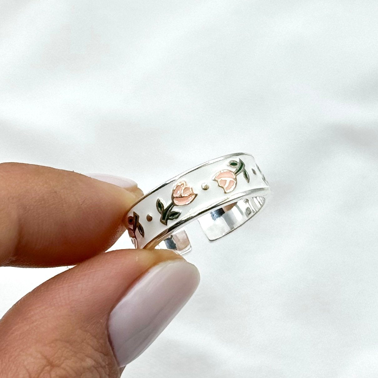 Anillo ajustable tulipanes rosados