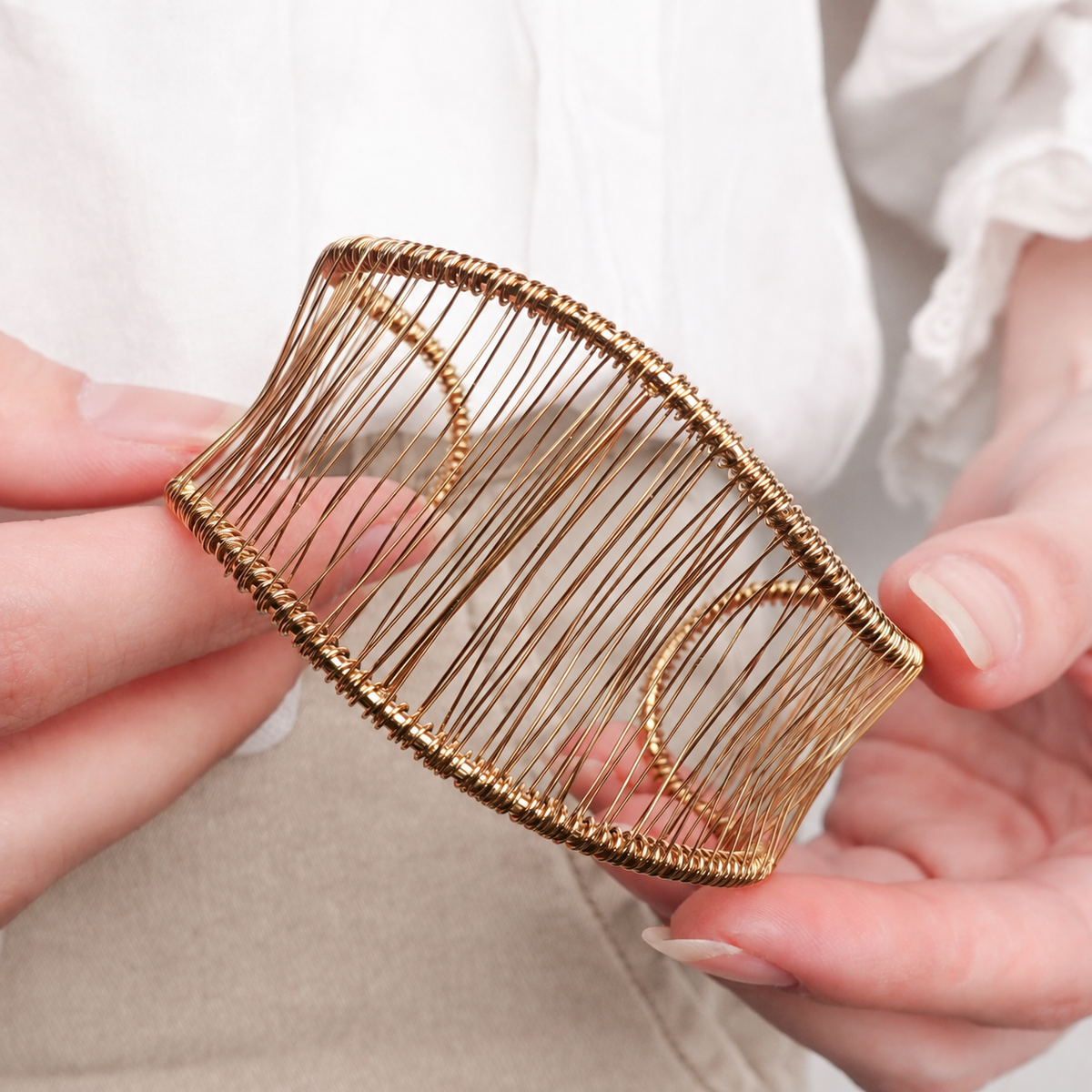 Pulsera esclava Trama bañado en oro