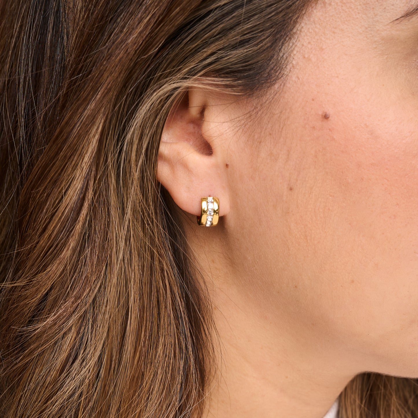 Aros argollas huggie brillos