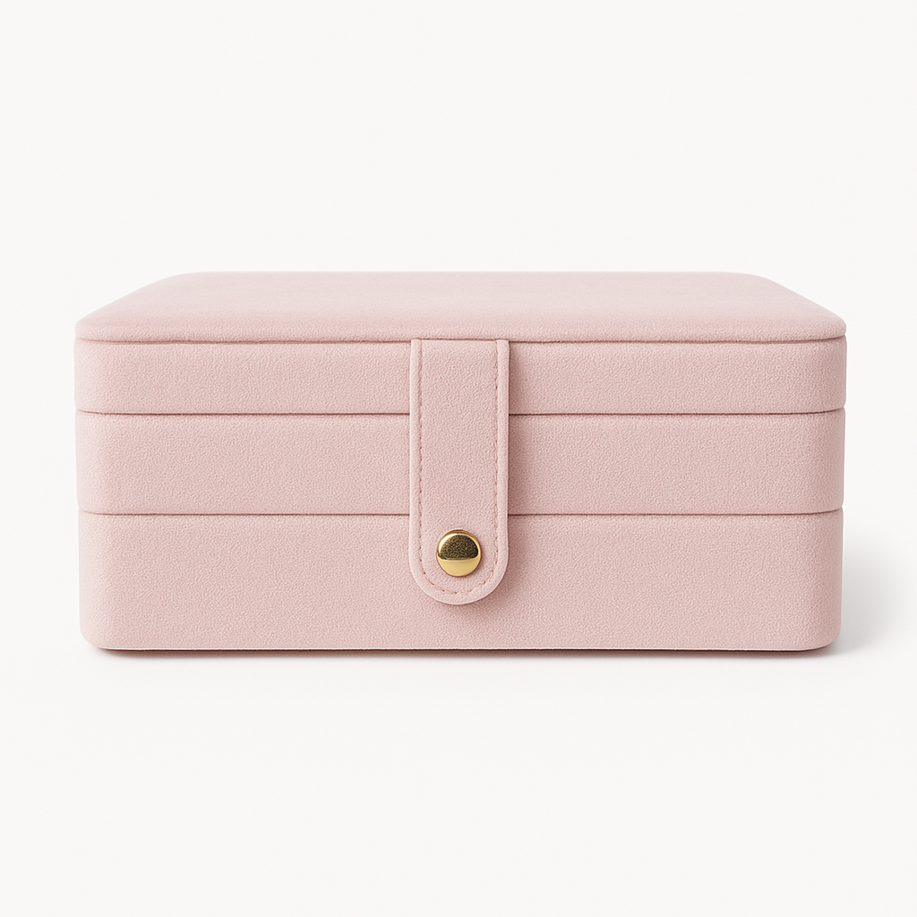 Joyero terciopelo doble rosado
