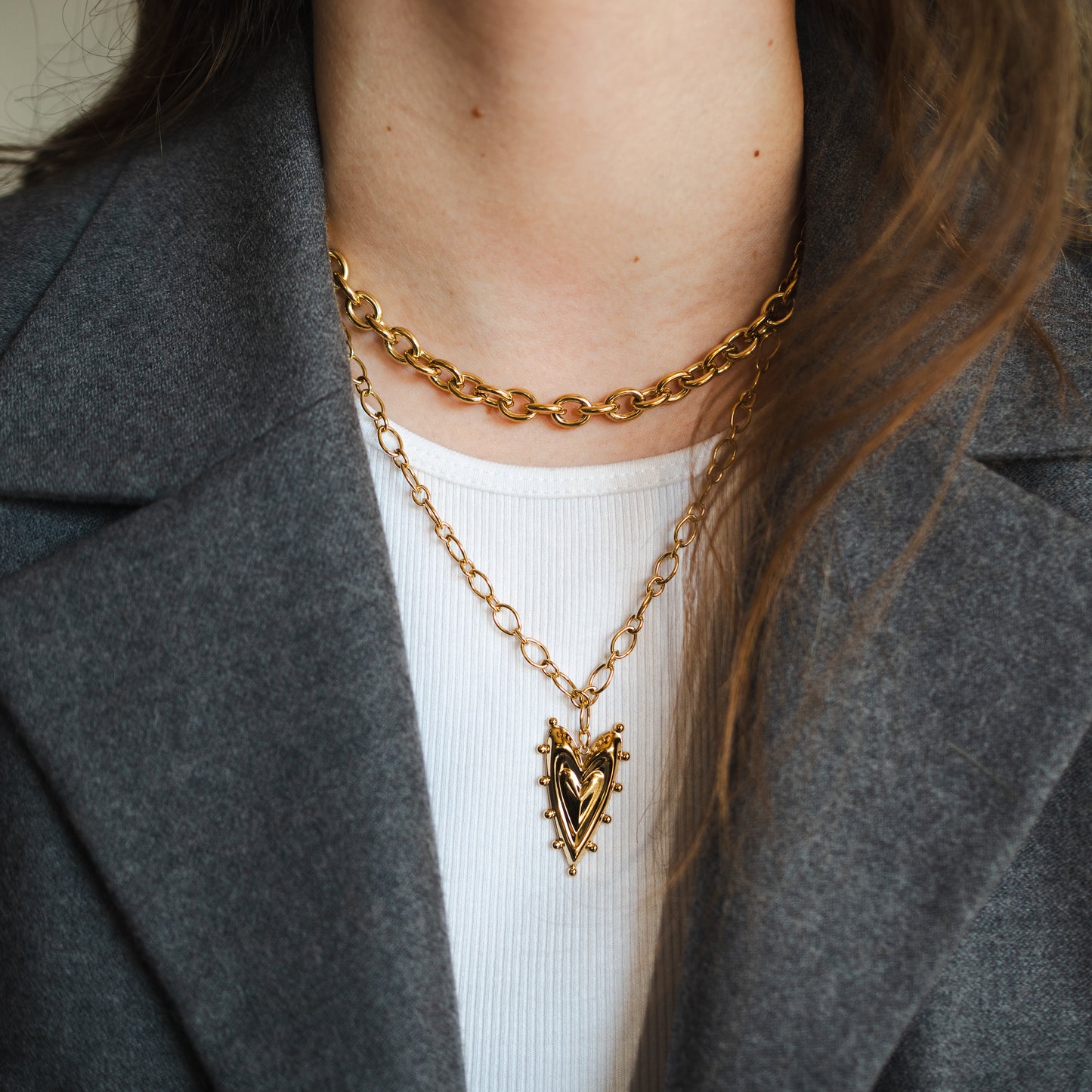 Collar de corazón bañado en oro