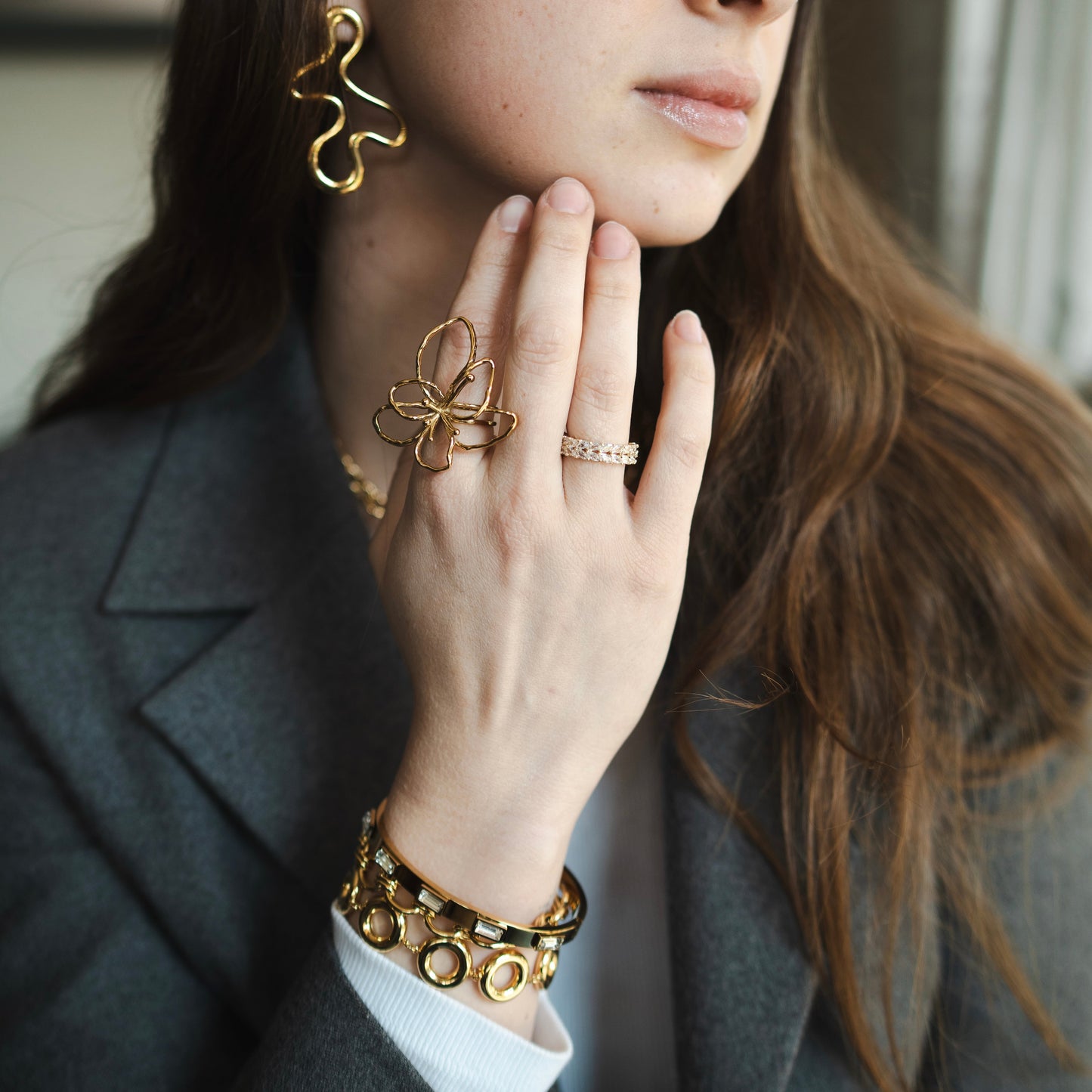Pulsera esclava circones bañado en oro
