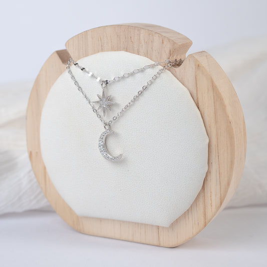 Collar doble media luna y estrella fugaz