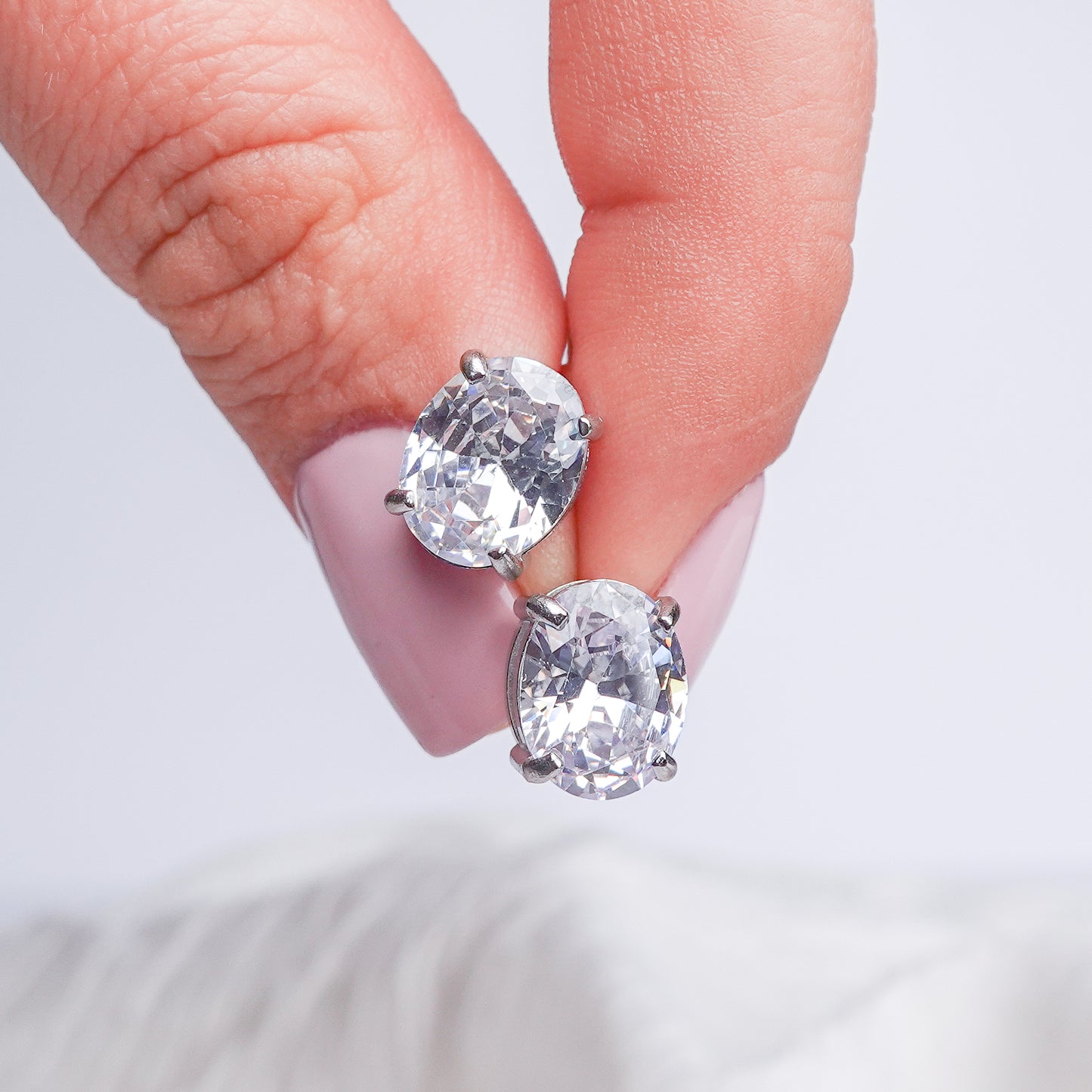 Aros pegados circón bianca silver