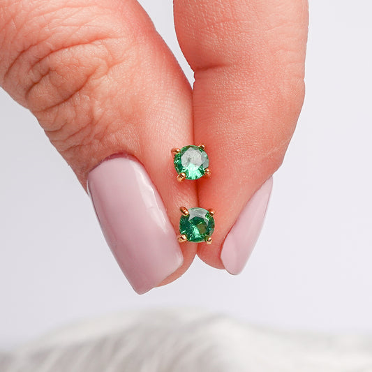 Aros mini circón verde