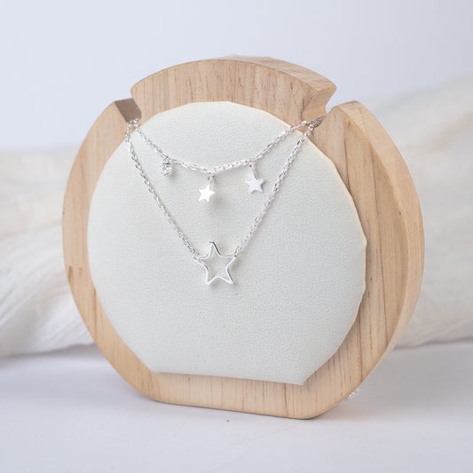 Collar doble estrellas y circón