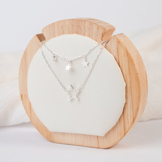 Collar doble estrellas y circón