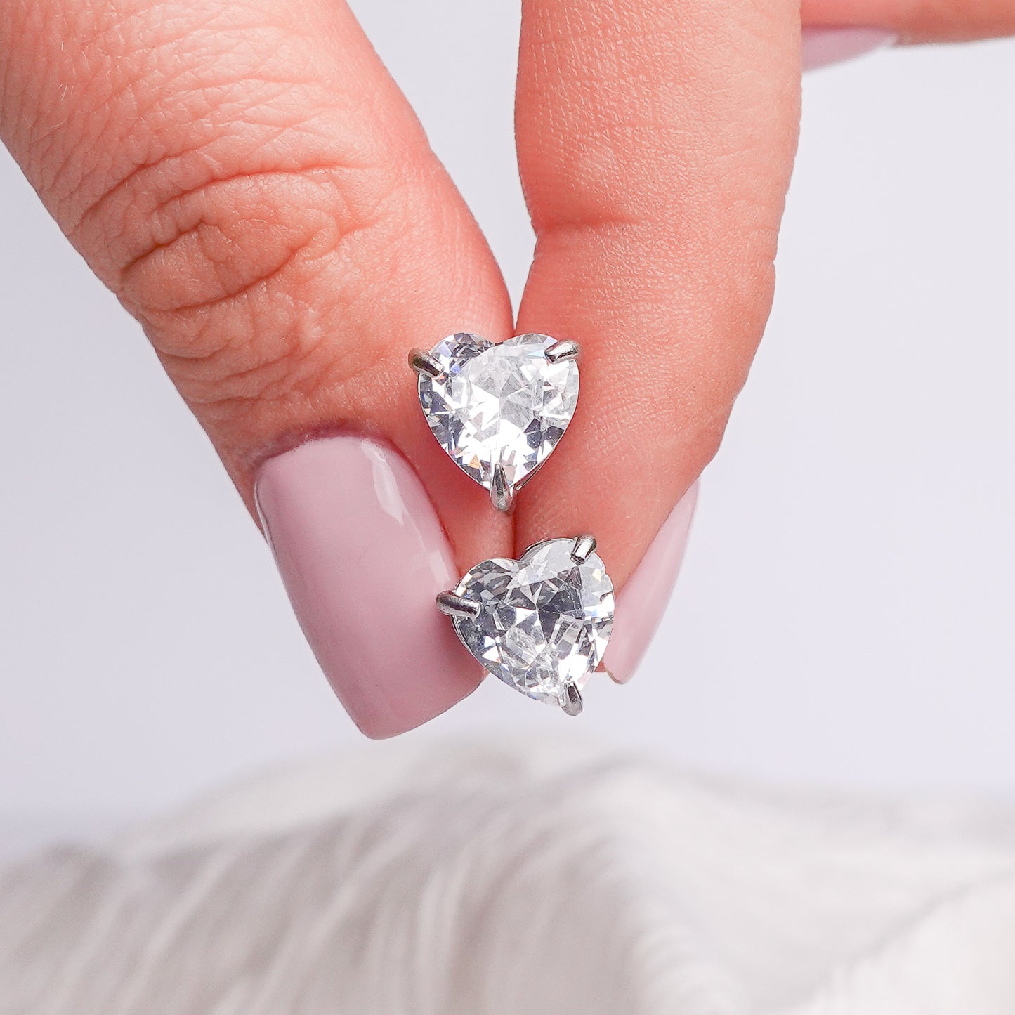 Aros pegados corazon bianca silver