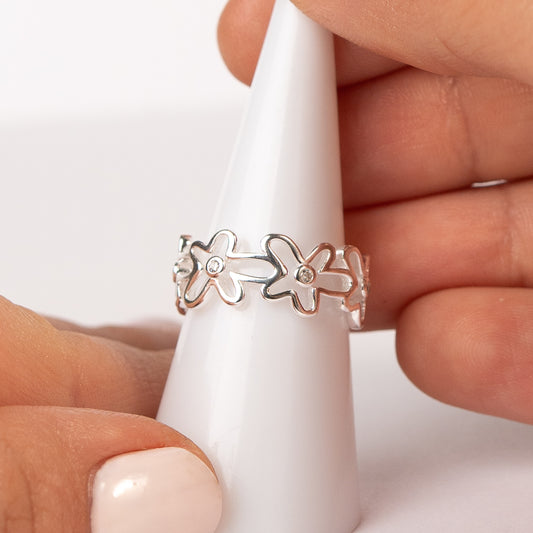 Anillo ajustable flores