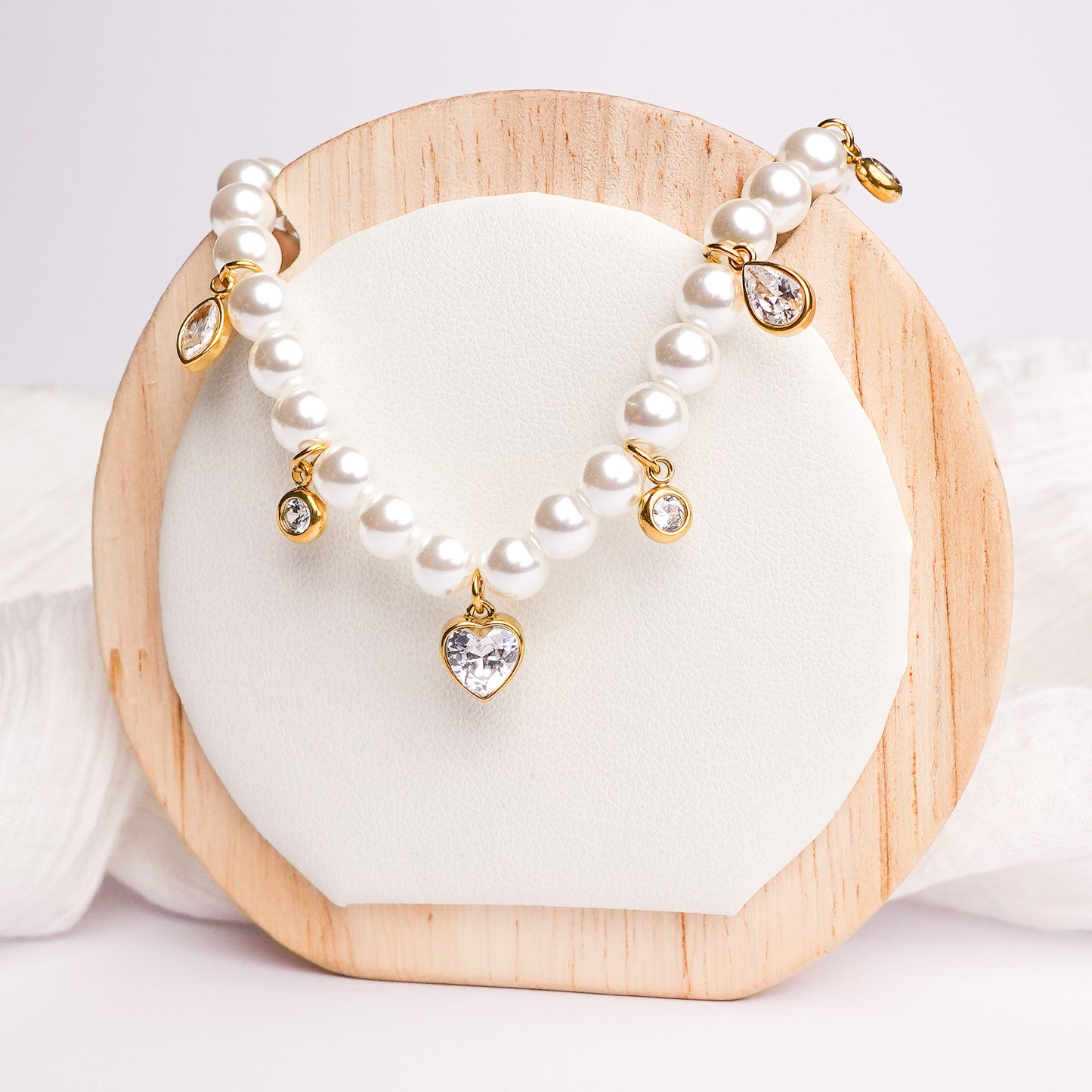 Collar perlas y circones