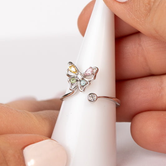 Anillo ajustable mariposa circones