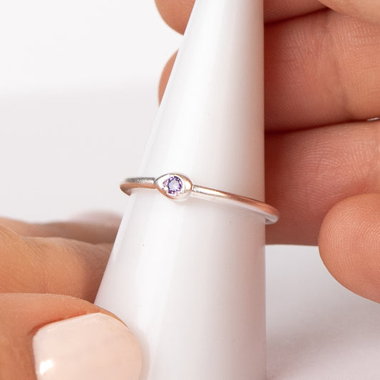 Anillo ajustable circón morado